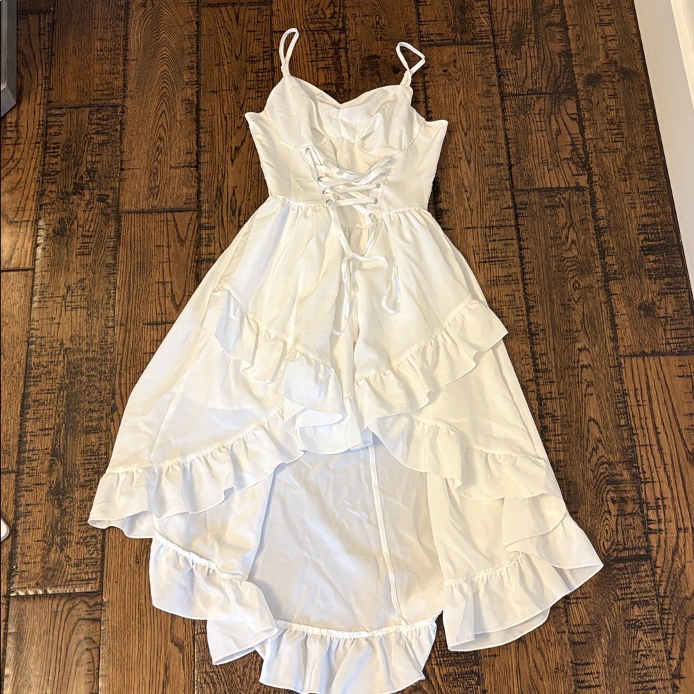 SHEIN White Ruffled Midi Dress